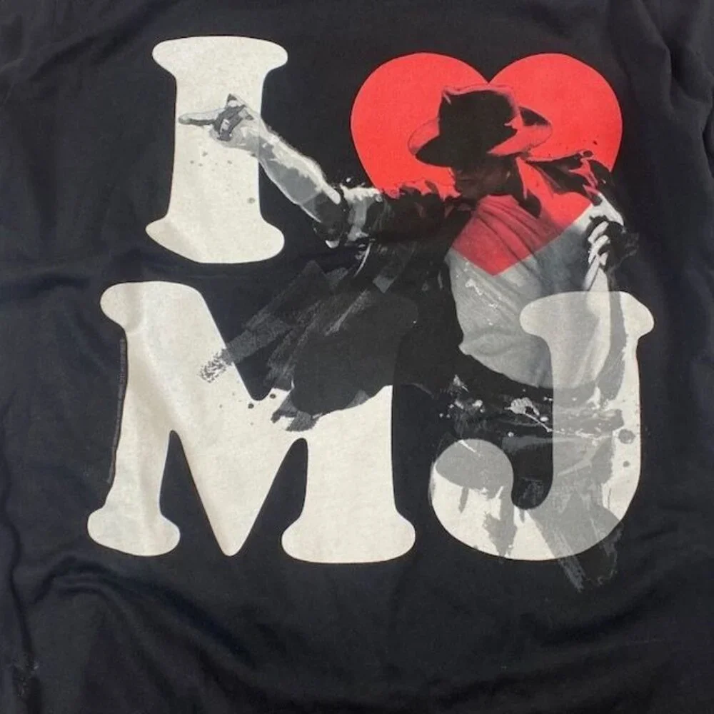NWOT Michael Jackson I Love MJ Memorabilia Tee Shirt Blue, Size Medium - Picture 2 of 3